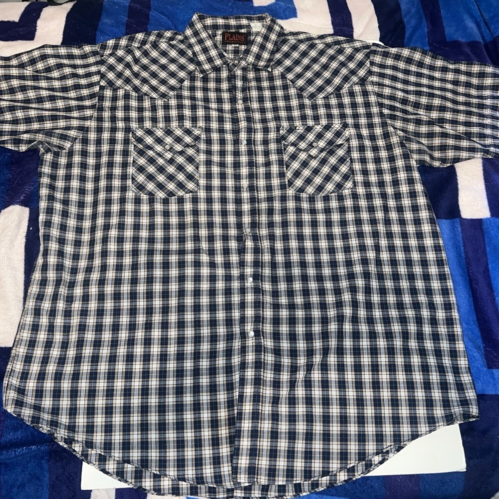 Plains Western Wear  Short Sleeve Pearl Snap Button Shirt Size XL